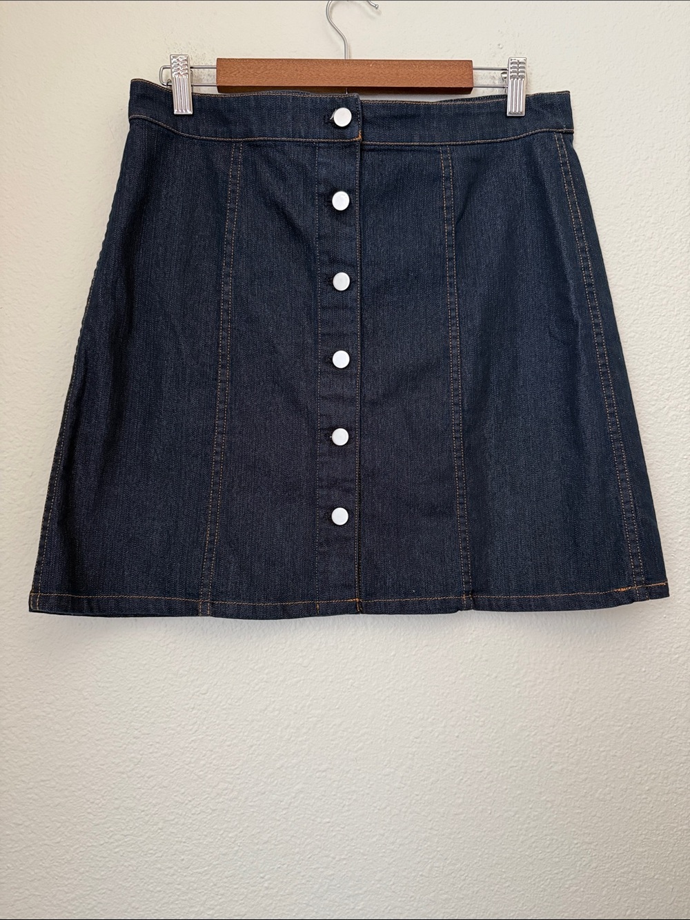 Theory Button Down A Line Denim Skirt